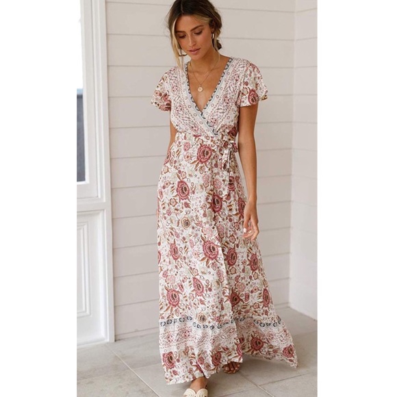 Floral Print Boho Maxi Dress - Picture 4 of 4